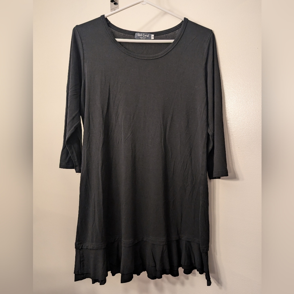 Black 3/4 Sleeve Tunic Top Size M